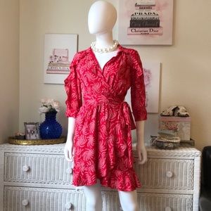 Ba&Sh red ruffle wrap mini dress 6